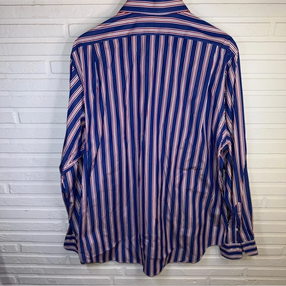 Polo Ralph Lauren Blue Striped Cotton Long Sleeve  Button Up, Men’s Size XL
